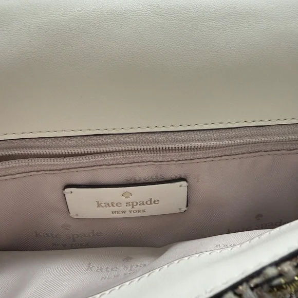 Kate Spade Outlet Tweed Shoulder Bag | Turn Lock | Chain Strap - Picture 4 of 5
